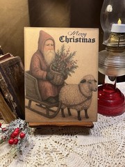 Prim Colonial Folk Art Christmas Belsnickel Santa Claus Handcrafted Sign #1