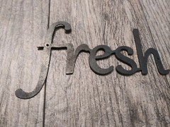 FRESH Metal Wall Art Word Quote Sign Decor, Steel rustic home, craft supplies