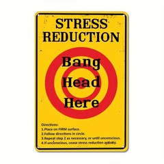 Aluminum Sign Humorous Bang Head Here Vintage Red Circle Metal 12×18