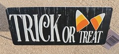 12029 Metal Spinner Sign 2 Sided Welcome Trick Or Treat Black And Orange Cat New