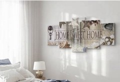Home Sweet Home Decorative Canvas Wall Sign, 100×50 cm, Beige Brown White