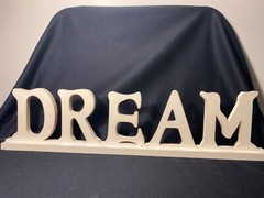 “Wood Wooden White Ivory DREAM Shelf Sign 27″ x 7”