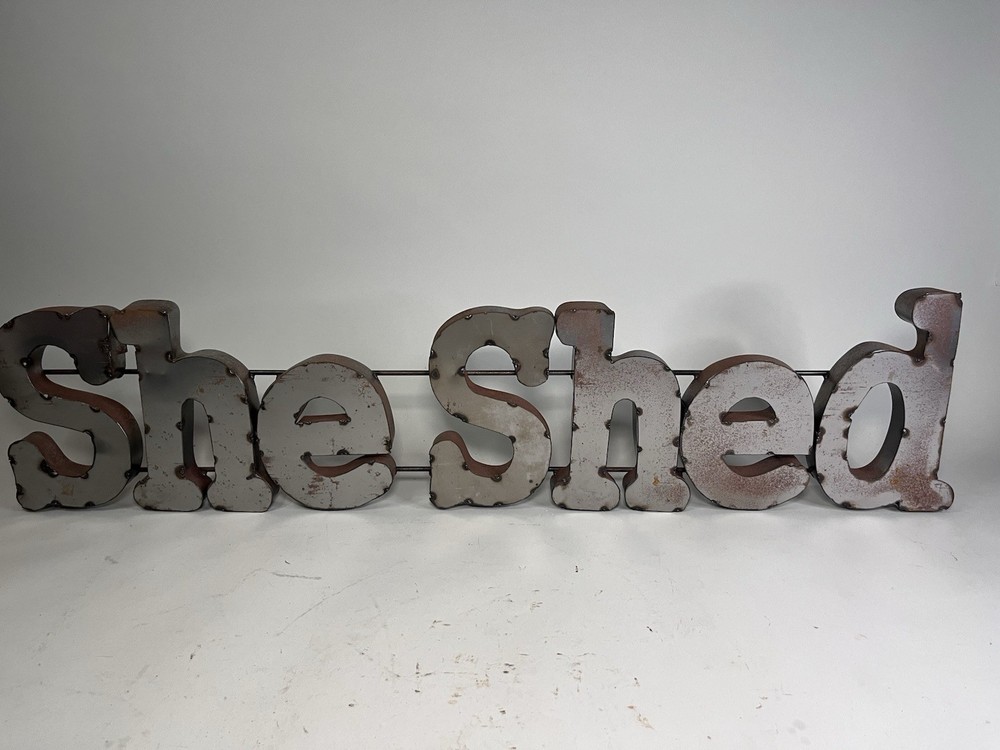 She Shed Metal Rustic Style Decorative 3D Letter Wall Sign 34″ Custom Handmade