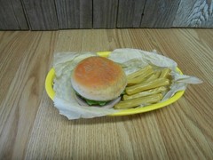 vintage faux rubber diner hamburger fries w basket diner car hop store display
