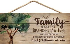 BW711 5×10 Inch Wood Plank Design Hanging Sign Our Family Like Branches Decor