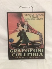 Vintage Art Deco Style Decoupage “Grafofoni Columbia” Wall Plaque Hanger 2003