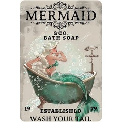 Funny Metal Signs Mermaid Company Bath Soap Vintage Tin Sign Wall Decor