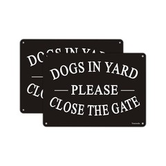 Dogs in Yard Please Close the Gate Sign, Yuntarda(2 Pack) 10x7inches Reflecti