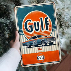 RETRO sign metal sign 12in – GULF RACING TEAM Garage Shed Man Cave