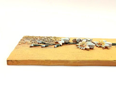 Boem Signed 3D Wall Art Tile Plaque Flowers in Resin Vase