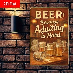Antique Warm Light Effect Beer Slogan Tin Sign Farmhouse Indoor Decor Piece