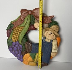 Eddie Walker Harvest Scarecrow Wreath Wall Plaque Midwest Cannon Falls Read Desc