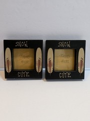 Primitive Folk Art Country Style 3″ Snowman Picture Frame Magnets Set Of 2