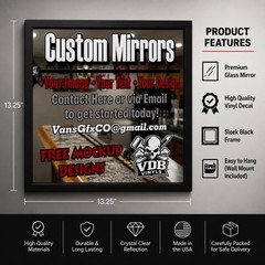Milwaukee Tools Mirror | Framed Hanging Sign Wall Decor | Workshop, Garage, Bar