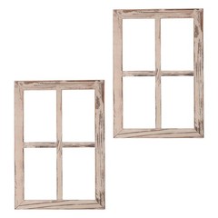 2 Pcs Wooden False Windows Distressed Picture Frames Vintage Country Wall Decor