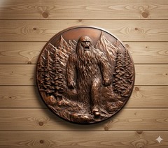 10.75 in. Bigfoot Round Metal Sign Yeti Sasquash Copper Color