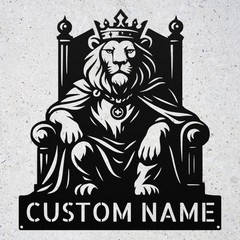 Personalized Lion With Crown Metal Sign Custom Name Wall Decor