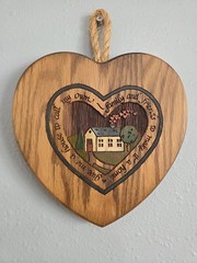 Vintage Cottagecore Wood cut Heart Home Wall Decor 1992