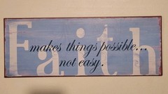 Inspirational Faith Metal Wall Sign, Blue Decorative Hanging Plaque, Any Room