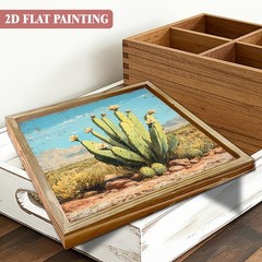Wooden Plaque Vintage Saguaro Cactus Desert Floral Southwest Home Decor Gift