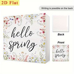 Rustic Hello Spring Floral Wooden Box Sign Spring Home Table Desk Decoration