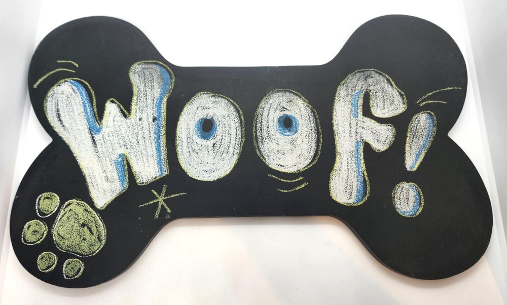 I Love My Dog & Woof! Wooden Sign Humorous Doggy Decor 15 Inches Set of 2