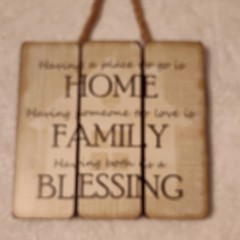 Sign of the Times Wood Family Blessing Hanging Sign, Inspirational Quote, Beige