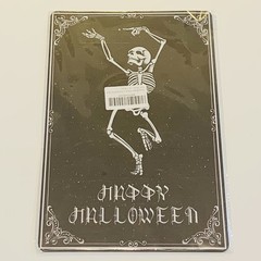 Happy Halloween Dancing Skeleton 8” x 12” Metal Tin Sign Wall Art Hanging Decor