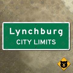 Lynchburg Virginia city limits highway road sign 2015 marker boundary 36×15