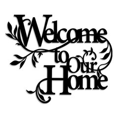 Welcome to our home metal wall decor – indoor outdoor decoration black text a…