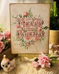 Shabby Chic Merry Little Pinkmas, Christmas Handcrafted Plaque Diamond GLITTER
