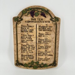 The Ten Commandments Wall Plaque Religious Stone Look Grapes Vine Decor Sign