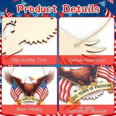 250 Anniversary 4th of July Door Sign American Eagle 1776-2026 250 Years of Free