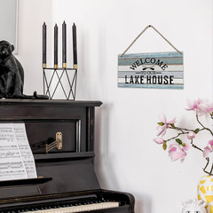 Welcome to Our Lake House Farmhouse Paddle Printed Wood Plaque Sign Wall Hanging