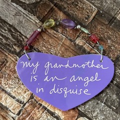 Sandra Magsamen Wall Plaque 6.25″x 3.5″“ My Grandmother Is An Angel In Disguise”