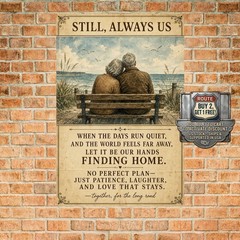 Elderly Couple Love Quote Tin Metal Sign Anniversary Wall Decor