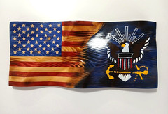 Wavy Wooden American – Navy Flag 3D Wooden USA Flag, Handpainted- 4th of July