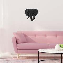 Elephant Head Wall Decor 3D Animal Sculpture Resin Wall Hanging African Wildl…