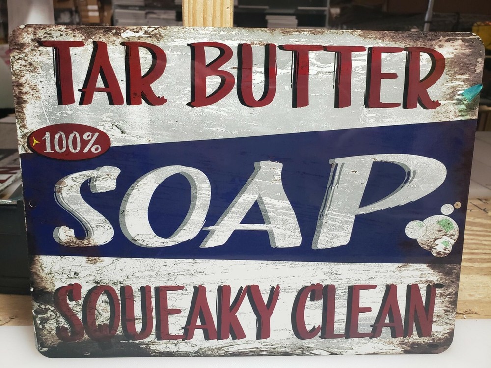vintage looking sign, TAR BUTTER SOAP, home decore, laundry room, funny sign