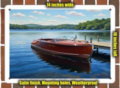Metal Sign – 1948 20′ Chris-Craft Custom Runabout Oil Painting – 14×10