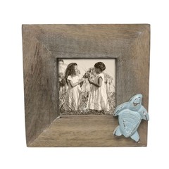 Whitewashed Turquoise Turtle 4×4 Picture Frame