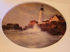 VTG Lacquer Acrylic Wood Lighthouse Portland Main Nautical Plaque Wall Hanging