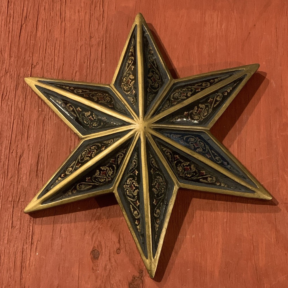 Gold/Black Metal 8-Point Star Wall Plaque Decor, Hanging Wall Mounted