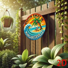 Vintage Tin Metal Sign Style Wasting Time in Margaritaville Wall Art 8×8