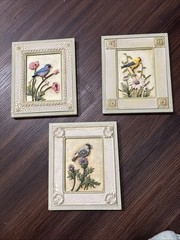 3D Resin Floral Yellow/Blue Bird Plaques Wall Decor