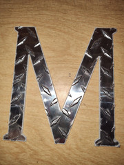 Letter M Aluminum Diamond Plate 7 1/2″ x 8″ x 1/8″