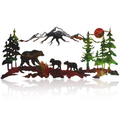 Metal Bear Wall Art Forest Bronze Metal Mountain Bear Cabin Decor Woodlandrustic