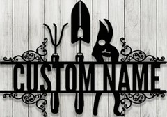 Personalized Garden Metal Sign Custom Name Monogram Outdoor Wall Art Decor Gift