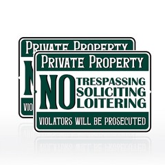 2 Pack Private Property No Soliciting, Trespassing, Loitering Metal Sign 8 x 12″