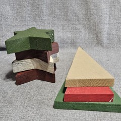 Wooden Stars & Christmas Trees Lot Of 7 Peace Joy Merry Christmas Believe Rustic